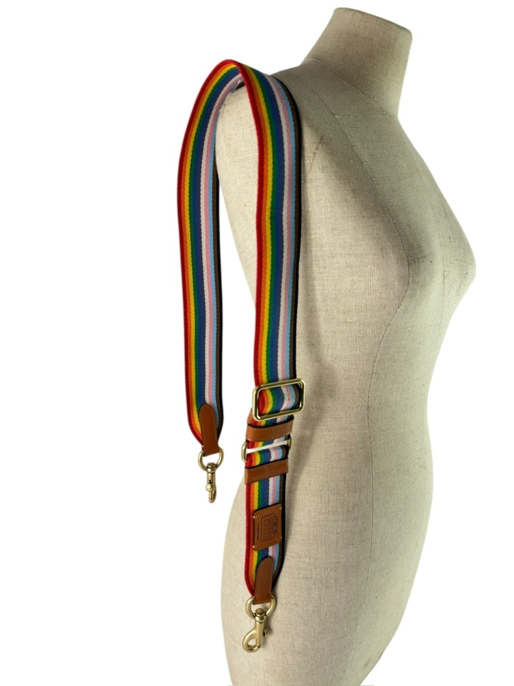 Genuine COACH Rainbow Stripe Webbing Canvas Shoulder Strap Adjustable SOLD OUT